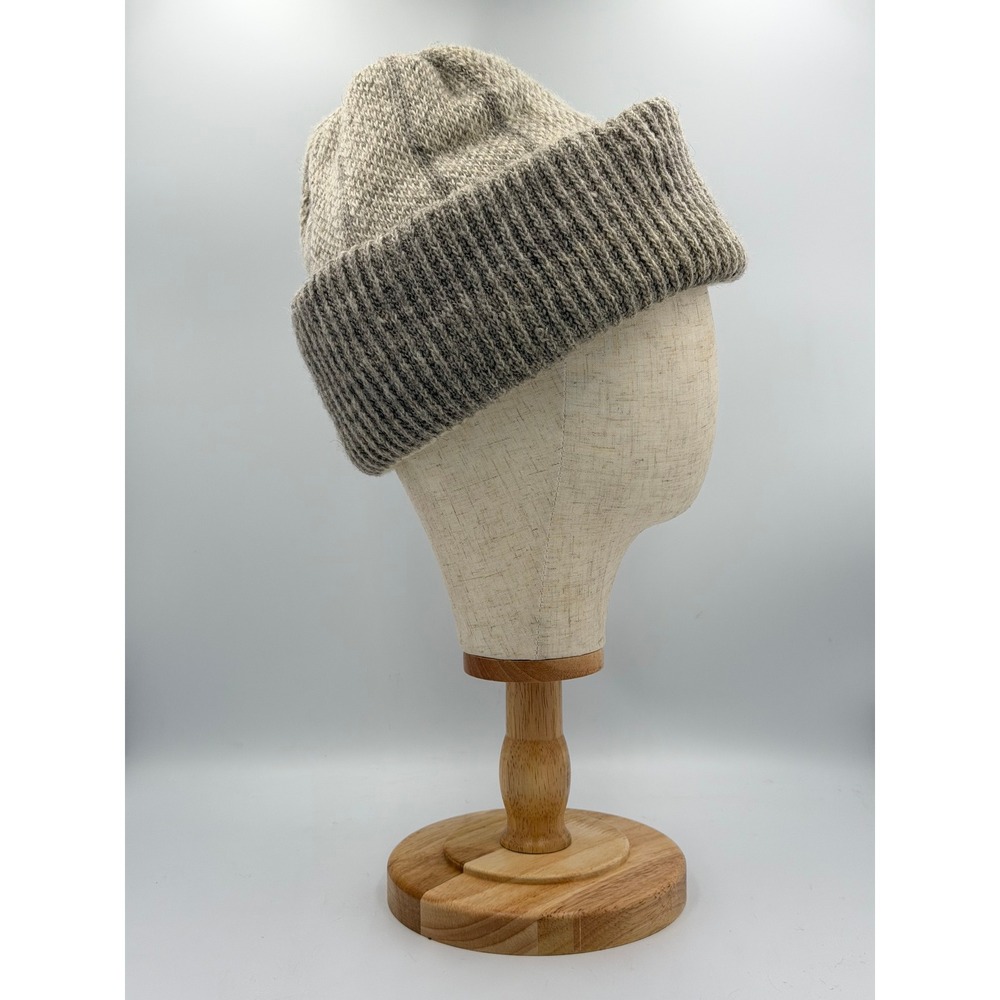 Hilda Ltd Beanie Hat Vintage 100% Wool Made in Iceland Gray Knit Winter Cap